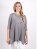 Solid Color Mid-Sleeved Top with Branched Rhinestone 